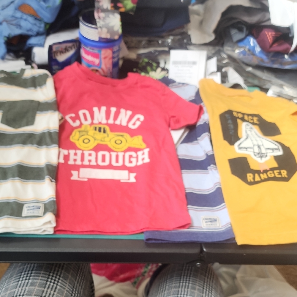 Sz 4T Oshkosh Ss Tee Bundle - Stripes, Space & Construction Vehicle